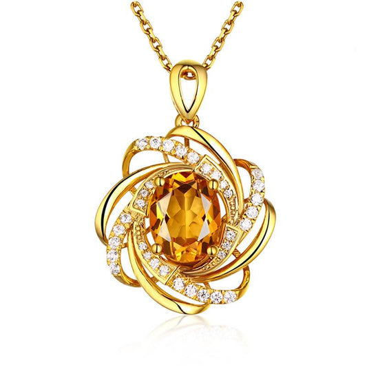 Jewelry Pendant Necklace Female Niche Design Sense Fashion Flower Sapphire Clavicle Chain Accessories