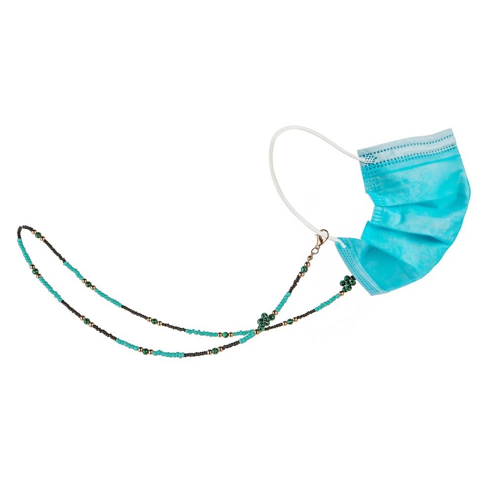 Fashion simple turquoise beaded flower mask chain necklace ins resin chain jewelry female