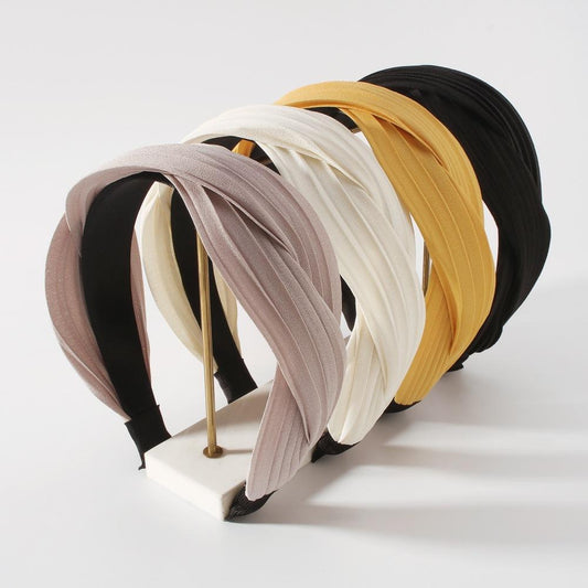 F3896 Fashion wide-brimmed hair accessories trend temperament simple cross non-slip solid color fabric headband