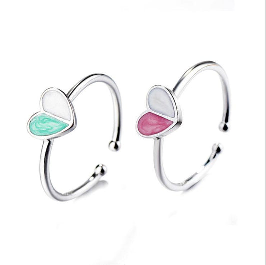 Sweet Ice Cream Love Ring Female Fashion Versatile Pink Peach Heart Open Index Finger Ring Jewelry