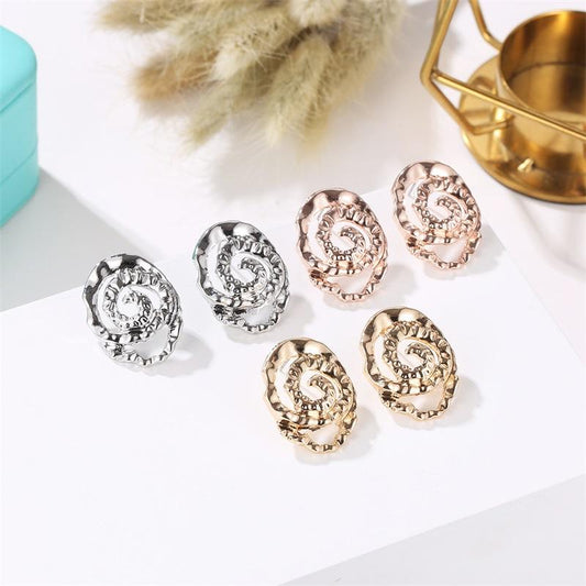 Earrings retro swirl concave-convex earrings earrings ins personality snail spiral ear jewelry