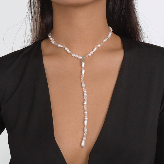 N1674 Long Y-shaped Pearl Necklace Personality Retro Elegant Necklace Water Drop Beaded Fashion Necklace Women