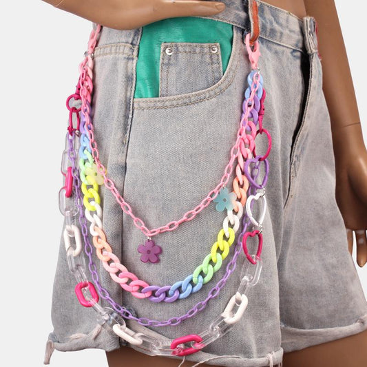 All-match hip-hop flower pants chain ins peach heart decoration color resin hanging chain punk detachable chain