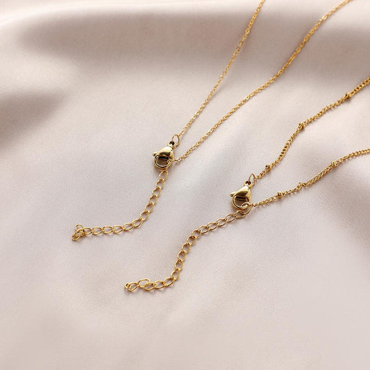 Simple stainless steel pink love double-layer pendant trendy heart-shaped pendant titanium steel pearl collarbone necklace for women