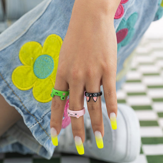 Ornament simple and cute macaron color animal tail ring ring female cold acrylic ring