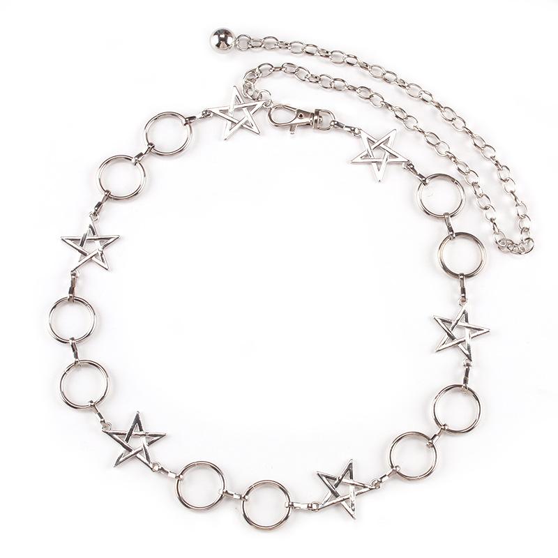 ins simple single circle star ring geometric waist chain sexy trendy people metal chain body chain
