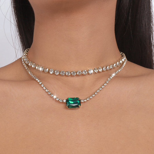 N1691 Niche Double-layer Claw Chain Necklace Baroque Retro Palace Light Luxury Fashion Rhinestone Necklace