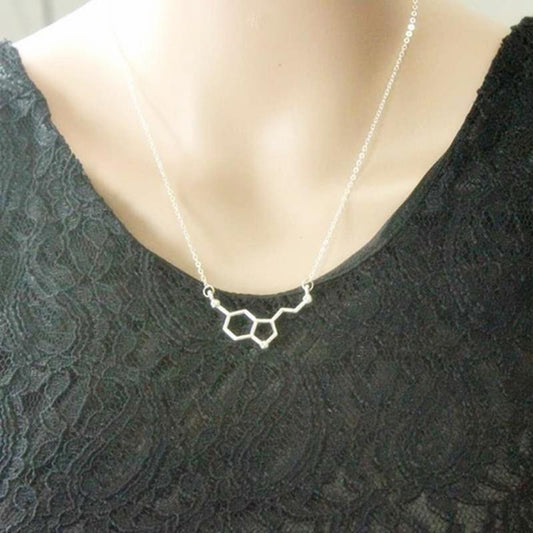Personality Fashion Jewelry Simple Creative Chemical Molecule Dopamine Pendant Necklace Exquisite Clavicle Chain