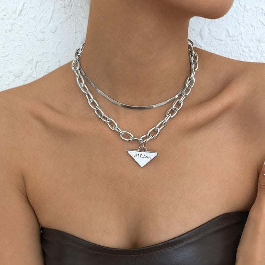 N9315 Jewelry Exaggerated Personality Street Shot Fashion Necklace Metal Texture Drip Oil Necklace Female
