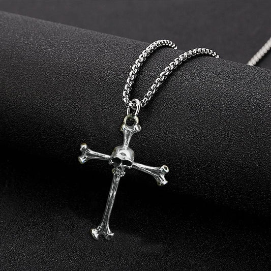 Men's Skull Personality Pendant Necklace Cross Religion Punk Hip Hop Ghost Skull Jewelry