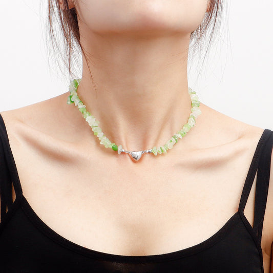Jewelry summer emerald green natural gravel magnet love pendant necklace female does not fade