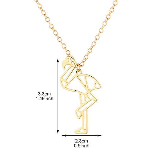 Hollow Flamingo Pendant Necklace Female Personality Animal Red Crowned Crane Clavicle Chain Jewelry