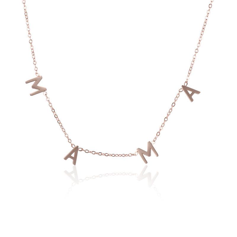 MAMA Stainless Steel Titanium Steel Necklace Small Letters DIY Pendant Mother's Day Ornaments