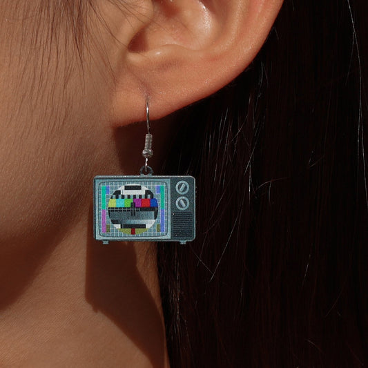 E1337 Simple Plate Earrings Retro Nostalgic Acrylic TV Earrings Personality Creative Earrings