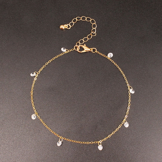 Jewelry Simple Metal Chain Beach Anklet Female Bohemian Fashion Rhinestone Foot Jewelry