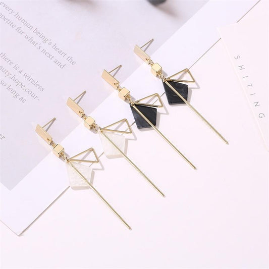 Fashion Net Red Tassel Earrings Acetate Plate Geometric Stud Earrings Cold Long Triangular Earrings