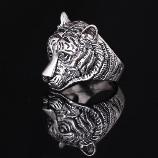 Personality Men's Domineering Retro Leopard Head Ring Fashion Animal Ring Jewelry