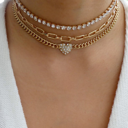 N1796 retro niche necklace stacked multi-layer claw chain love necklace chain exaggerated punk necklace