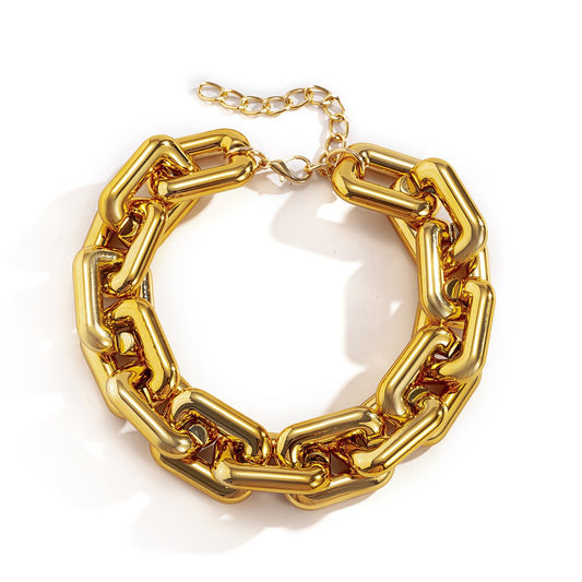 Jewelry Punk Hip Hop Square Buckle Chain Necklace Fashion Trend Geometric Single Layer Necklace Women