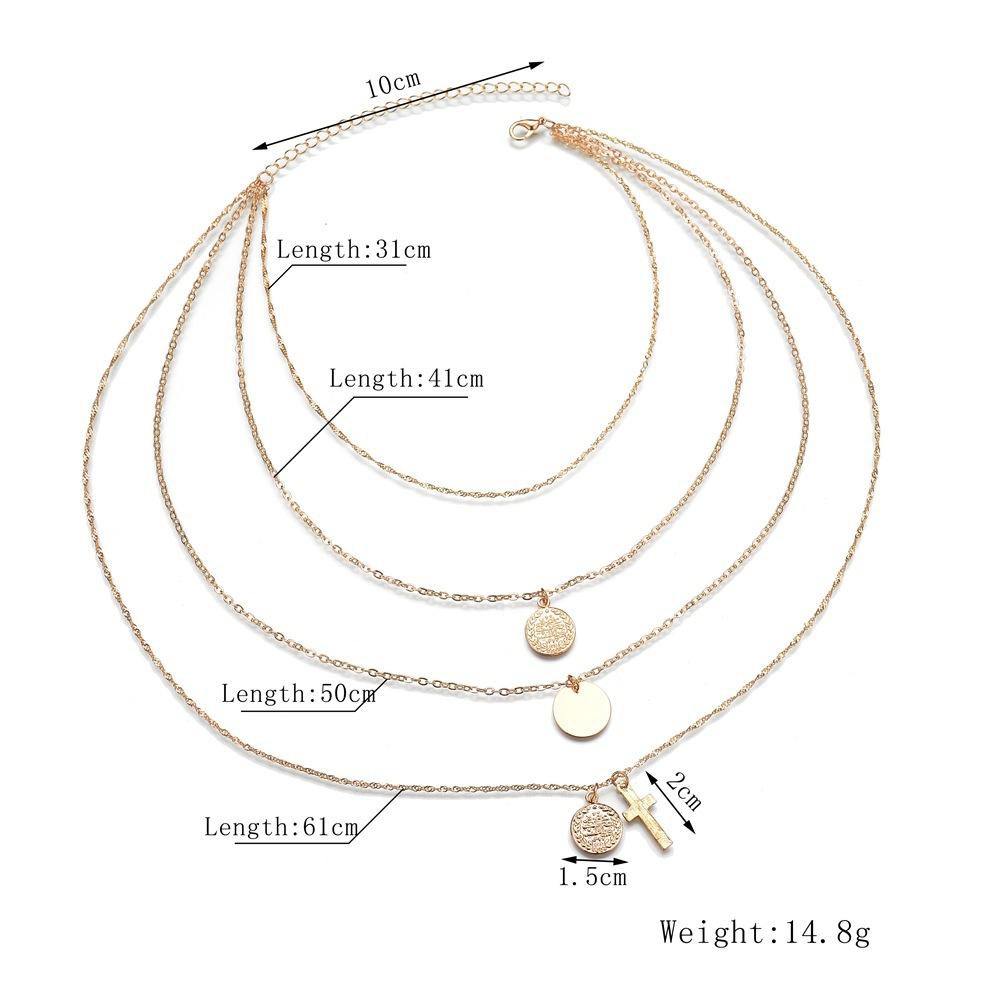 Jewelry Personality Creative Round Retro Cross Necklace Simple Multilayer Necklace Clavicle Chain