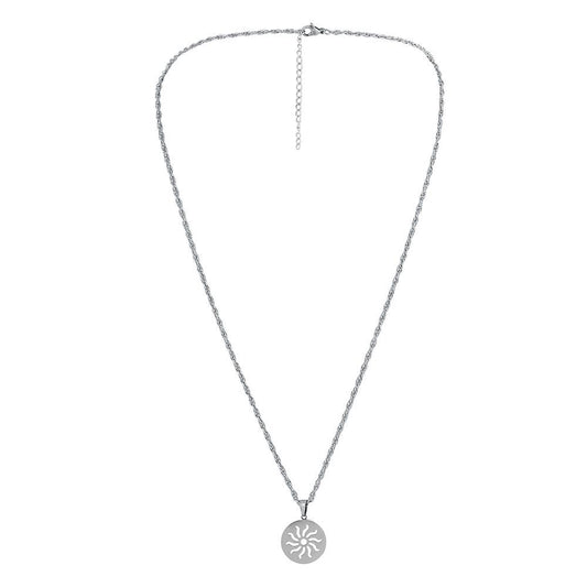 Fashion Simple Personality Design Niche Senior Men Stainless Steel Sun Coin Pendant Necklace Necklace