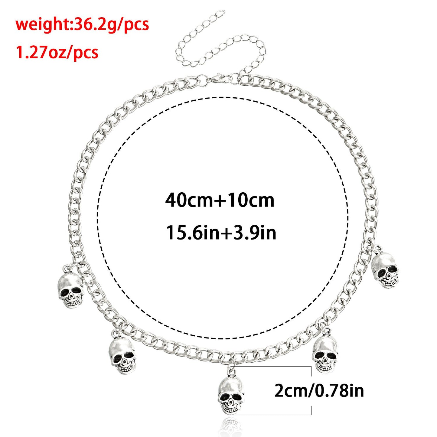 Jewelry Exaggerated Hip Hop Skull Pendant Necklace Punk Metal Tassel Clavicle Chain Necklace