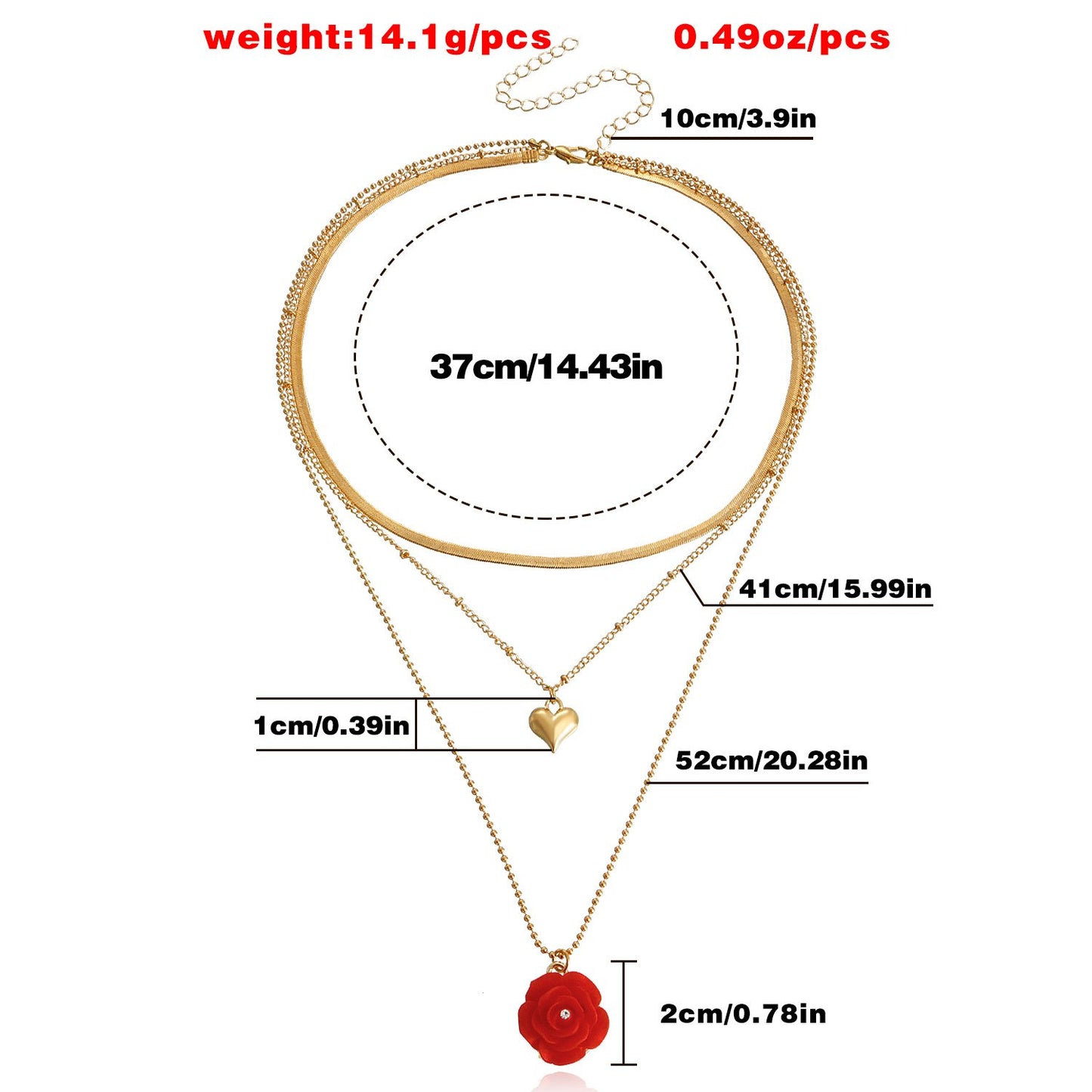 Jewelry Multilayer Love Rose Pendant Necklace Sweater Chain Fresh and Natural Niche Design Sense Necklace