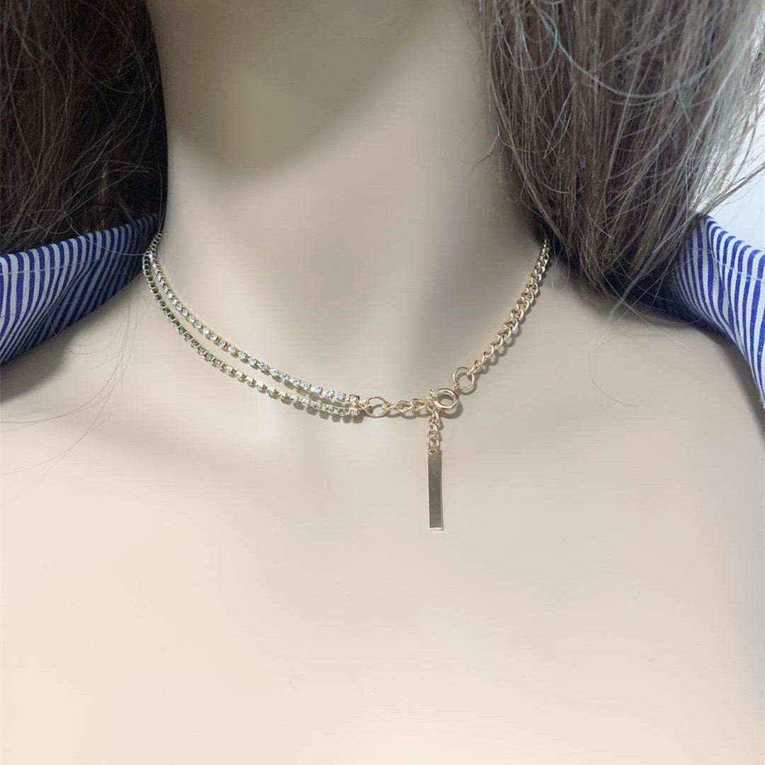 Designer tassel pendant jewelry flash diamond crystal collar necklace choker cold collarbone chain