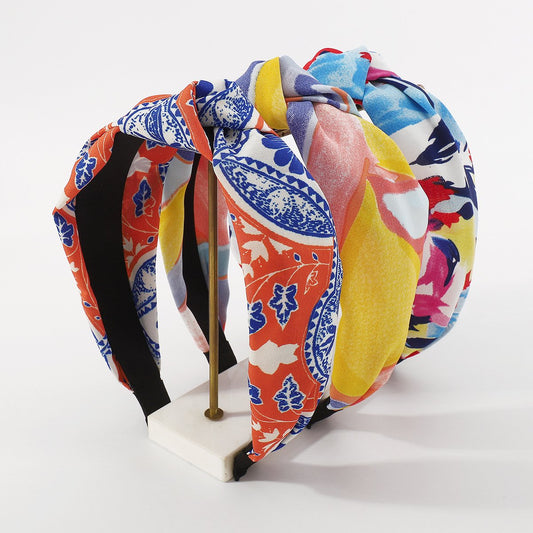 F4582 Bohemian ethnic holiday headband fabric exaggerated geometric color printing fashion headscarf headband