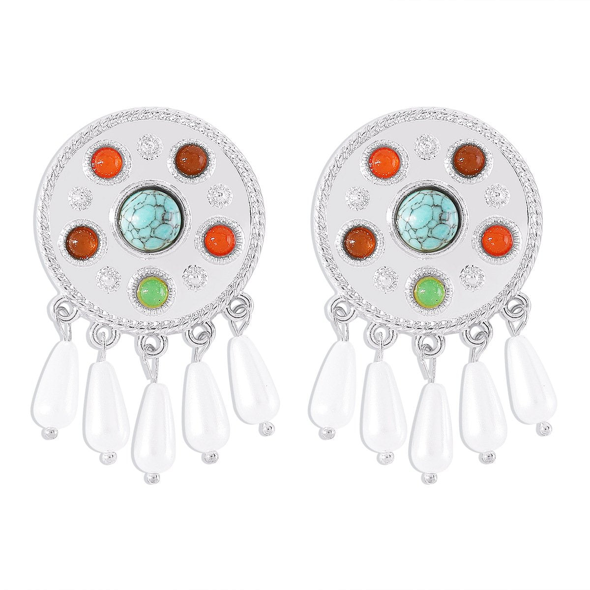E1146 Retro Medieval Pearl Temperament Earrings Baroque French Retro Resin Gemstone Earrings