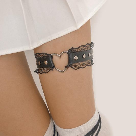 C262 Jewelry Sexy Lace Love Leg Ring Simple Night Jumping Di Sweet Cool Leather Leg Jewelry for Women