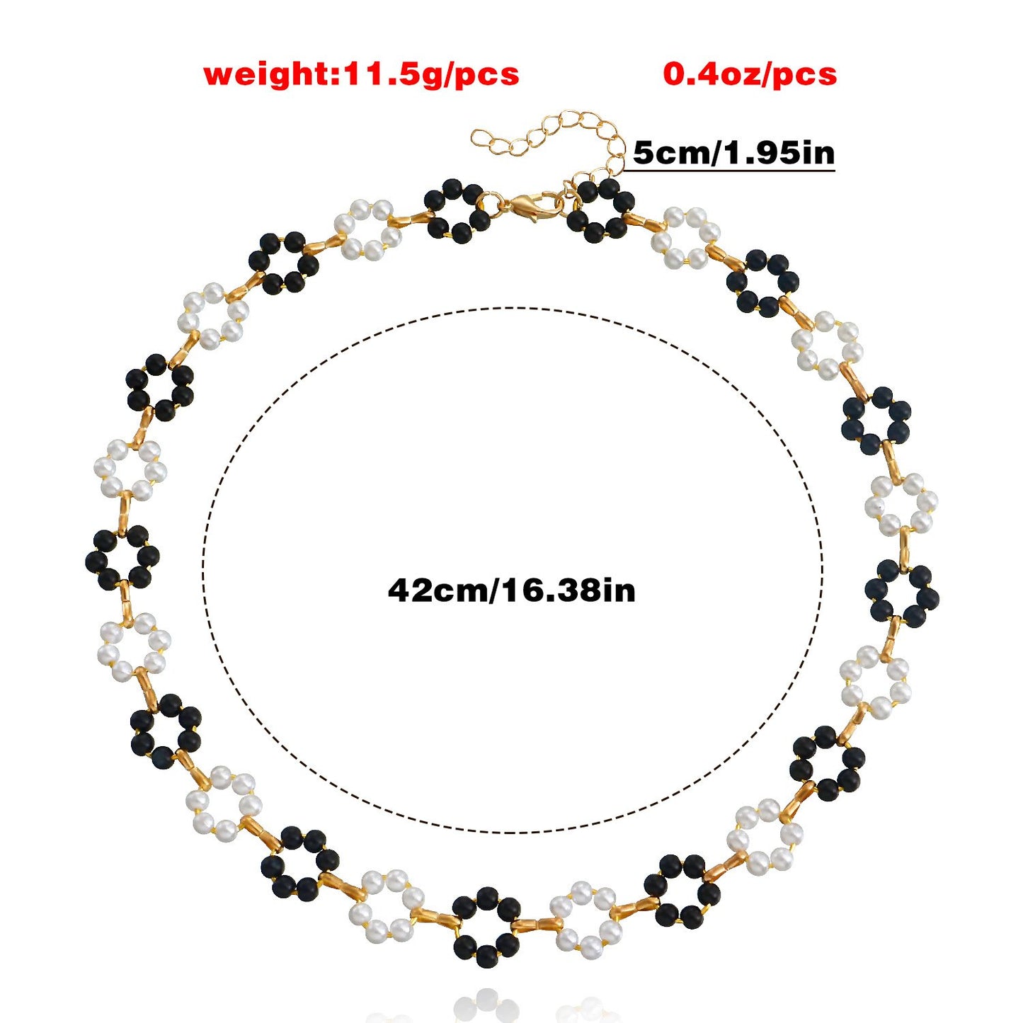 Jewelry small fresh black and white gradient small daisy imitation pearl necklace female beach single-layer necklace