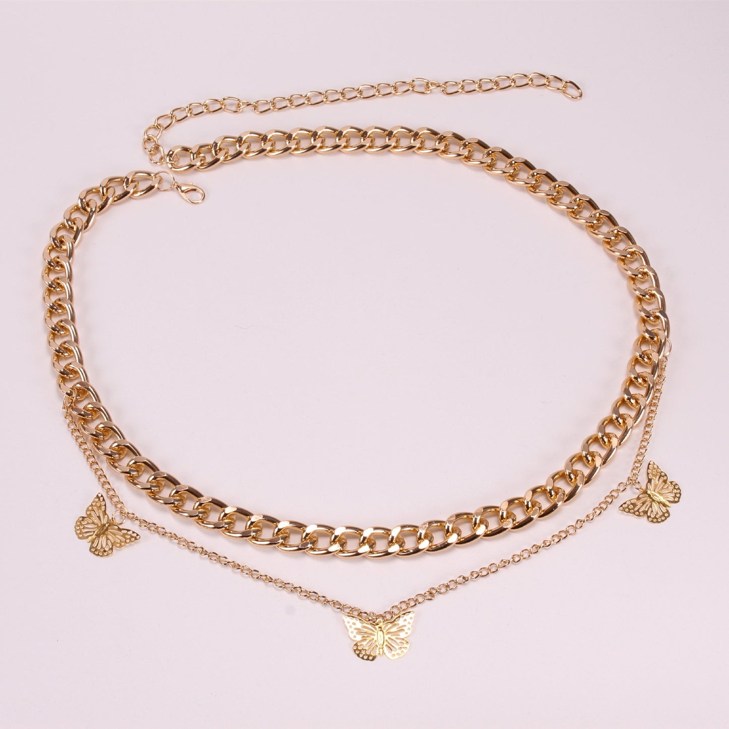 Fashion Metal Hollow Butterfly Thick Waist Chain Pants Chain Trend Men's and Women's Bungee Jeans Pants Chain INS Chain Accessories