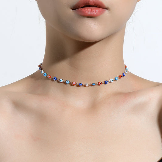 Jewelry Simple Temperament Single Layer Devil's Eye Necklace Women's Fashion Eye Elements Necklace