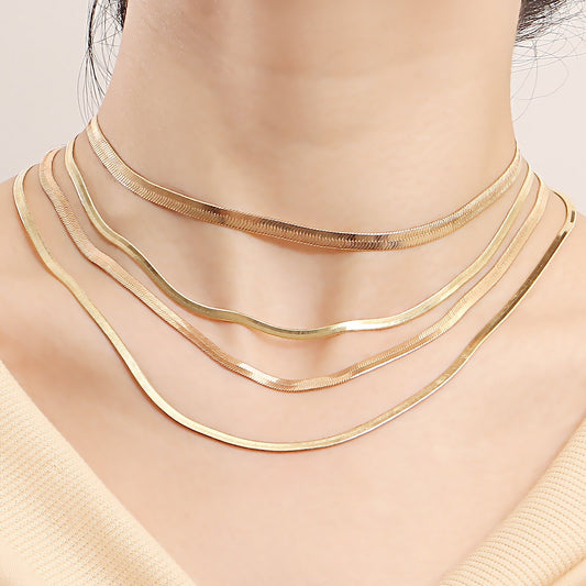 Jewelry Trend Multilayer Flat Snake Chain Necklace Women's Suits Niche Design Explosive Items