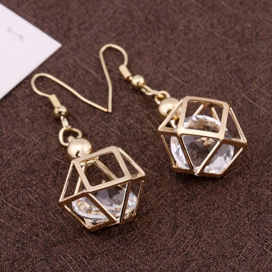 Baroque polygonal zircon earrings for women