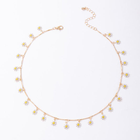 Simple Necklace Hollow Geometric Heart Necklace Female Peach Heart Shaped Flower Daisy Necklace