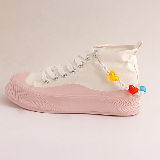 Jewelry ins color exaggerated geometric peach heart shoe chain foot decoration female ethnic imitation pearl shoe decoration