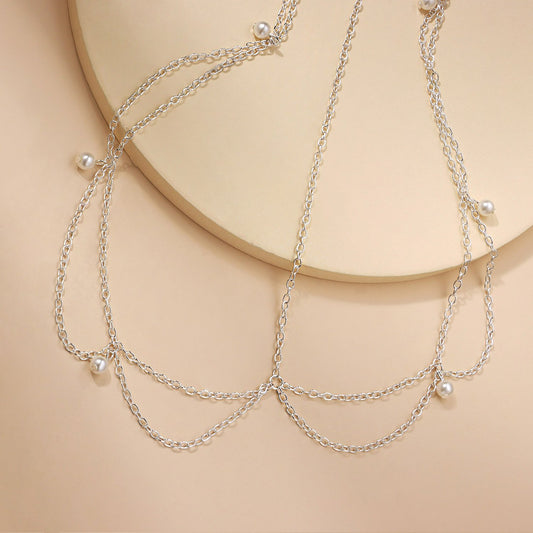 Simple Handmade Jewelry Boho Wave Tassel Chain Pearl Headband Hair Accessories