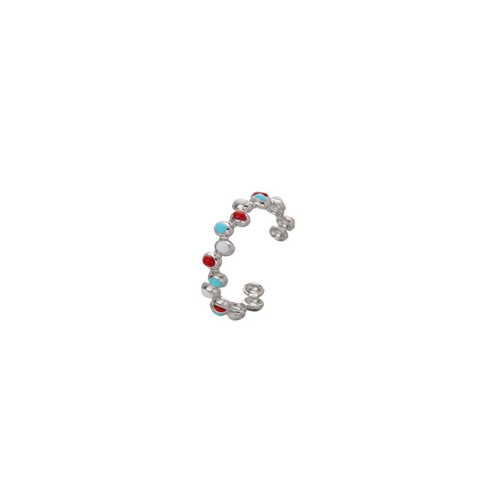Light luxury niche personality fashion candy color stainless steel oil drop opening geometric dot adjustable ring female
