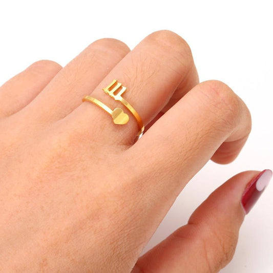 Titanium steel lucky number ring 111444777 auspicious little peach heart joint ring