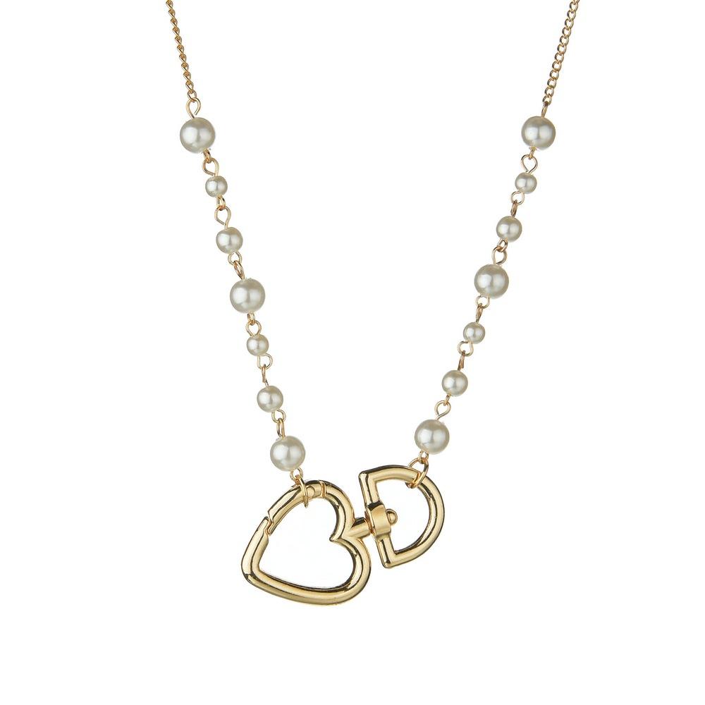 Fashion Alloy Peach Heart Pendant Necklace Simple Imitation Pearl Necklace Accessories