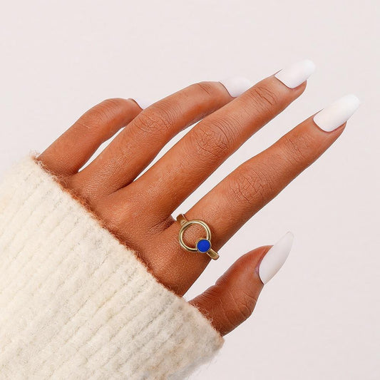 Simple Design Ladies Fashion Stainless Steel Open Adjustable Circle Moon Oil Drip Ring