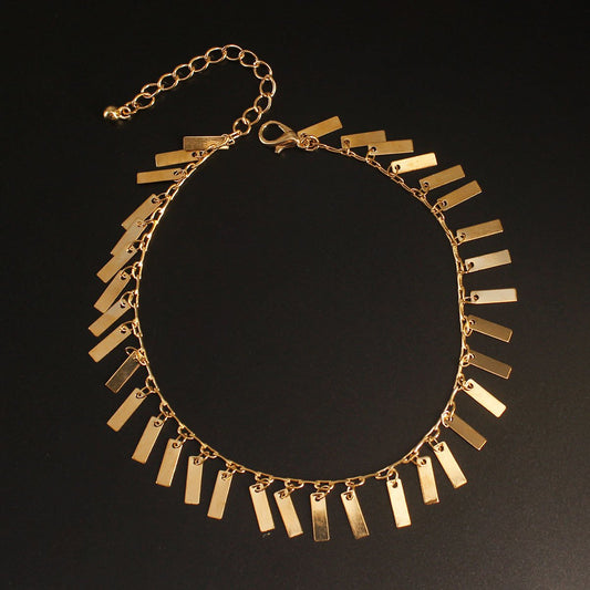 Taobao Tmall Fashion Tassel Handmade Chain Versatile Popular Beach Gold Anklet Designed by Female Designers