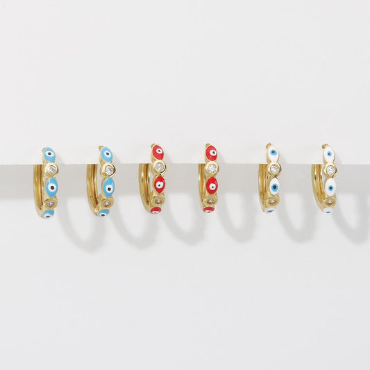 ZE94 Simple Accessories Zircon Oil Drip Circle Earrings Creative Devil's Eye Temperament Fashion Earrings