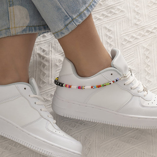 Ornaments simple color contrast letters acrylic shoe chain women's all-match street style single rice bead foot decoration