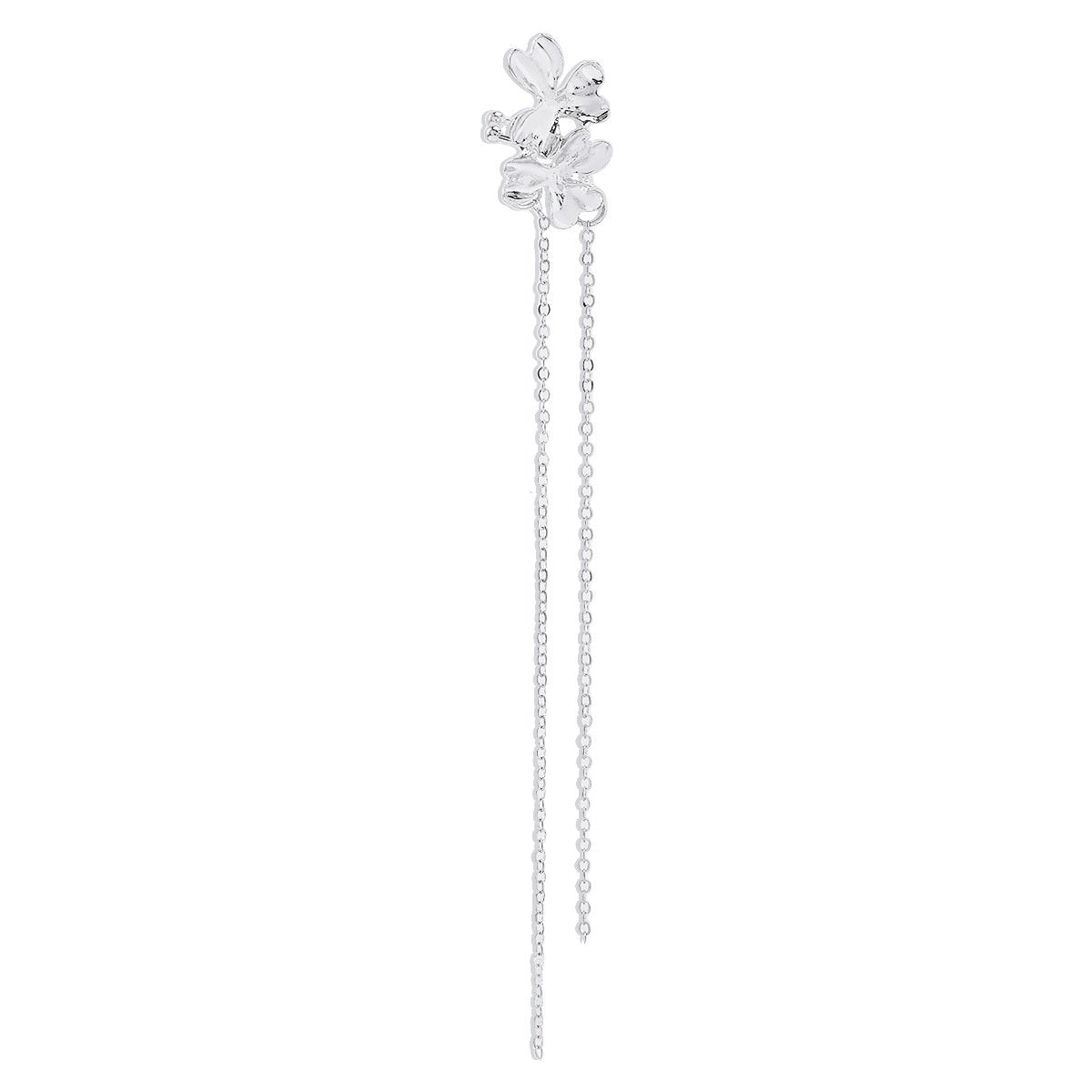E1799 Niche flower ear bone clip simple chain tassel long earrings sweet cool fairy earrings for women