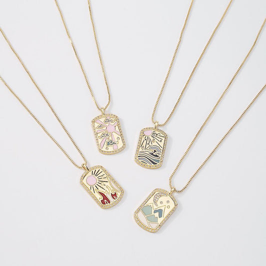 ZN35 jewelry drop oil zircon micro-inlaid simple snake bone necklace net red square brand picture necklace