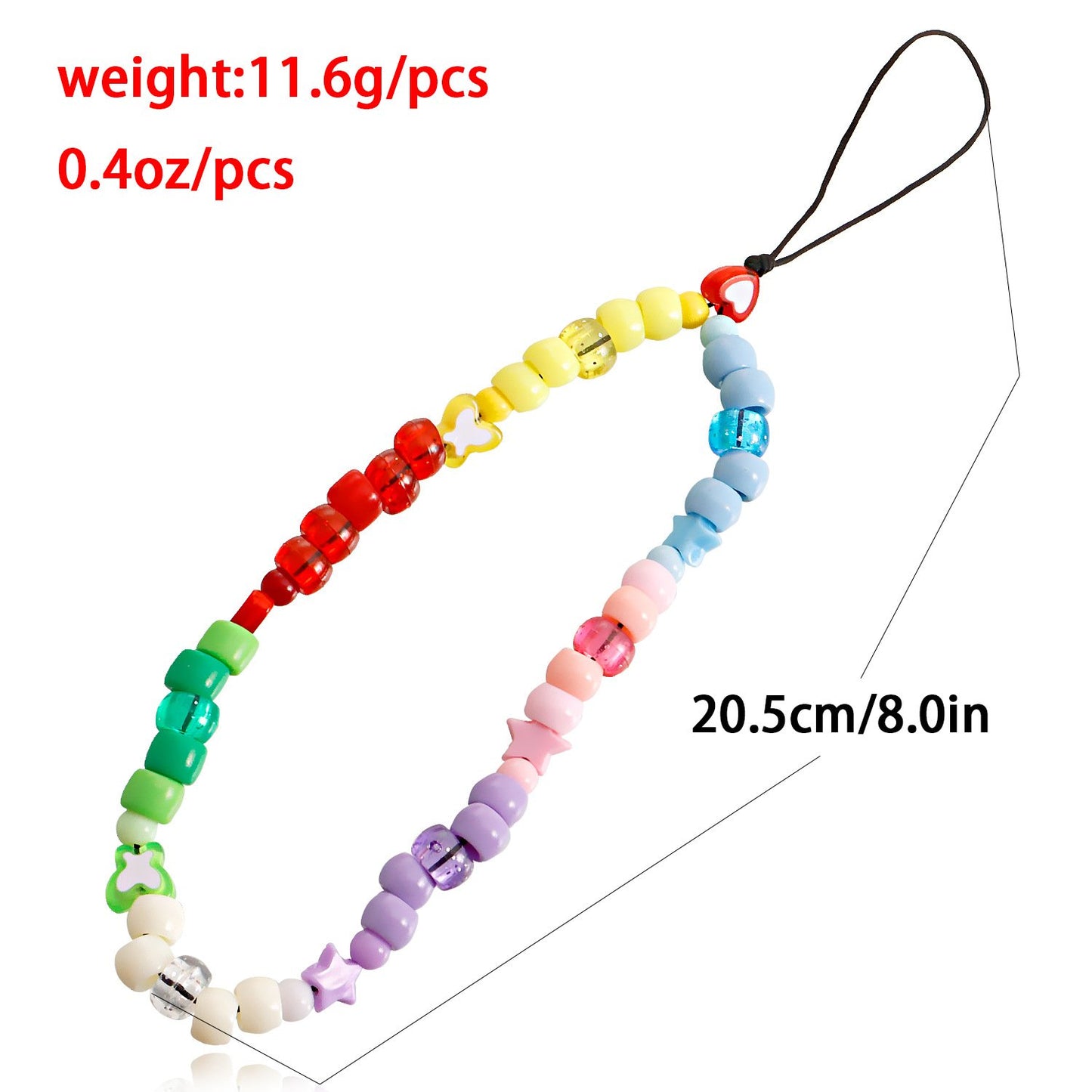 Explosive ins colorful beaded mobile phone chain ornaments love mobile phone lanyard beaded jewelry pendant female