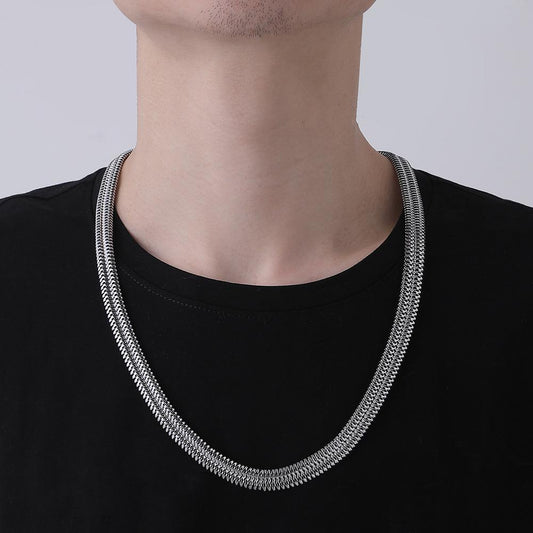 Fashion Snake Keel Silver Chain Simple Atmosphere Versatile Retro Punk Men's Trend Necklace